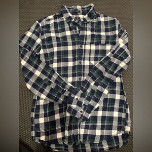 J. Crew Navy and White Flannel Shirt
